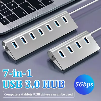 4/7 Port USB 3.0 Hub 5Gbps High Speed On/Off Switches AC Power Adapter For PC • $18.64