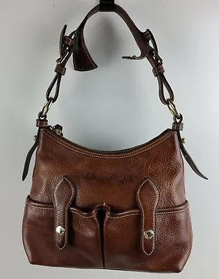 $94.99 • Buy Dooney & Bourke Florentine Vacchetta Leather Handbag Dark Brown Hobo Purse 