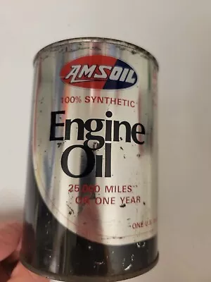 Vintage Amsoil One Quart Oil Can-All Metal-FULL OF OIL • $14.95