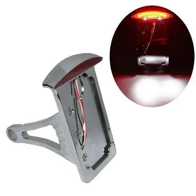 Chrome Motorcycle Side Mount License Plate Bracket Tail Brake Light For Harley • $49.13