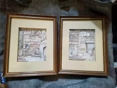 £6.99 • Buy Pair Of Vintage 3D Box Pictures Farmhouse Kitchen Mice