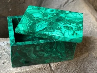 1  MALACHITE Box GreenMalachiteHand CarvedBirds Eye Malachite Jewlery #3 • $140.25