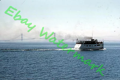 Mohawk Ferry Arnold Lines Mackinac Bridge Island 1957 Red Border Kodak Slide • $19.99