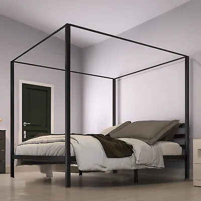 TAUS King Size Canopy Bed Frame Metal Platform Mattress Foundation Bedroom • $139.80