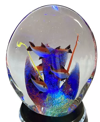 Small Murano Style Art Glass Ocean Aquarium Tropical Fish Sculpture Paperweight • $24