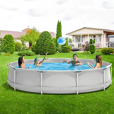 Round Above Ground Swimming Pool Patio Frame Pool W/ Pool Cover Iron Frame • $229.99