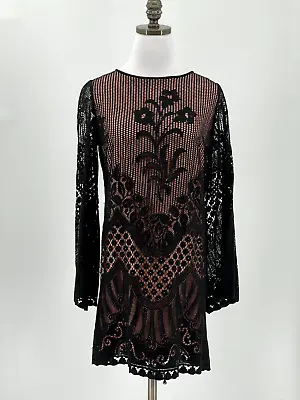 Jay Morley For Fern Violette Vintage Black Crochet Long Sleeve Dress • $113.99