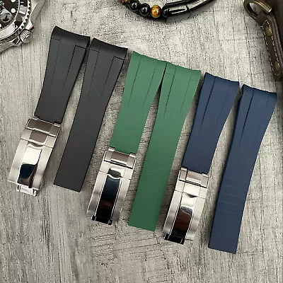 £36 • Buy 20mm Curved End Rubber Silicone Watch Strap Band For Rolex Submariner Models
