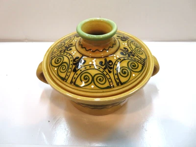 $15 • Buy Hungarian Tagine Cooking Pot Handmade Hand Painted, Signed On Bottom.