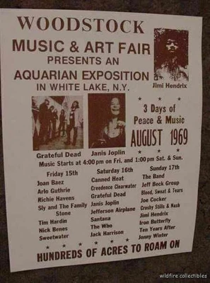 $15.99 • Buy WOODSTOCK MUSIC CONCERT FESTIVAL 1969 POSTER PRINT 60'S Art Hippie Photo Sepia 