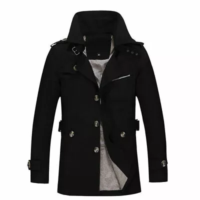 Mens Winter Casual Parka Trench Coat Detachable Peacoat Warm Lined Hooded Jacket • $63.11