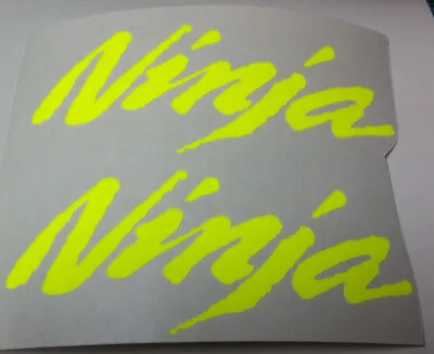 2 X  Florescent Yellow   Ninja  Vinyl Decal Stickers   120mm X 46mm  • £4.99