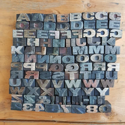 £68 • Buy Vintage Wooden Letterpress Printing Block Type Complete Mixed Alphabet 13mm High