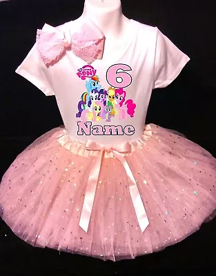 My Little Pony --With NAME-- 6th Birthday Dress Shirt 2pc Pink Tutu Outfit • $37.95