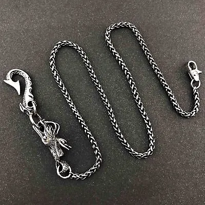 Vintage Stainless Steel Mens Wallet Chain Biker Rocker Dragon Keychain • $28