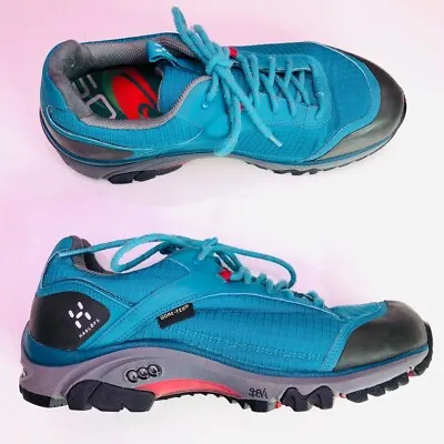Haglofs Womens Low Top Shoes Blue Observe Hiking Trail Gore Tex Lace Up 8.5 • £62.72