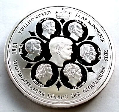 NETHERLANDS TWO HUNDRED YEARS OF KINGDOM 1813-2013 BU Proof Medal 40mm 28g B9 • $24.60