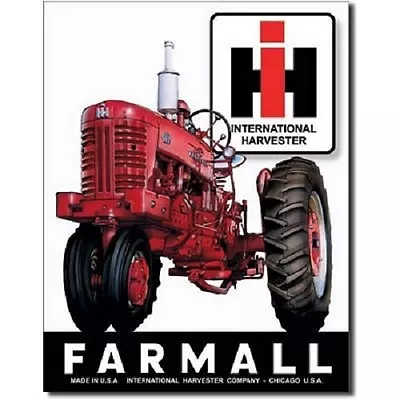 Farmall 400 IH Tractor Farm Equipment Logo Retro Vintage Metal Tin Sign • $21.99