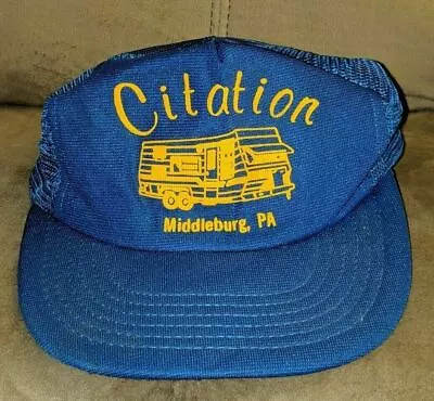 Blue Citation Camper Trucker Hat Middleburg PA Camping Snapback VINTAGE RARE HTF • $20