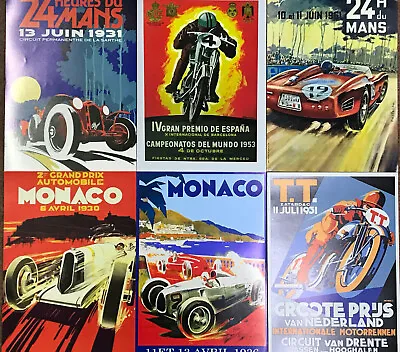 Printed Posters Motor Car Racing F1 Grand Prix TT Garage Le Mans A43 Prints Art • £6.99