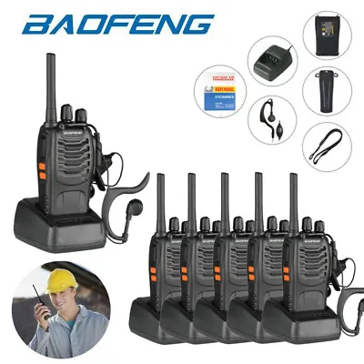 6 Pack Baofeng BF-88E PMR446MHZ Walkie Talkie UHF Two-Way Ham Radio + Earphones • £55.95