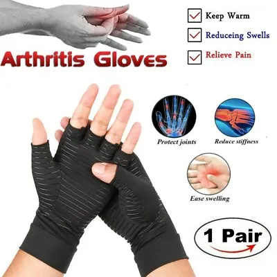 Copper Compression Arthritis Gloves For Carpal Tunnel Computer Typing Joint Pain • $8.55