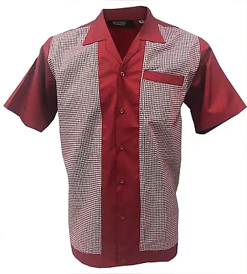 £29.99 • Buy Rockabilly Men's Shirt Cotton Button-Down Retro Vintage Bowling 50s 60s Gingham