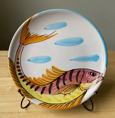 VIETRI VISTA DEL MARE 7 5/8  Art Pottery Fish Salad Plate - Italy - EUC • $32.50
