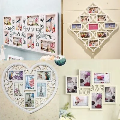 Family Love 10 Multi Aperture Photo Picture Frame Holds 6''X4'' Photos Black • £12.99