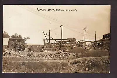 Berlin WISCONSIN RPPC 1910 QUARRY OPERATION Workers RAILROAD CARS Loading WI KB • $39.99