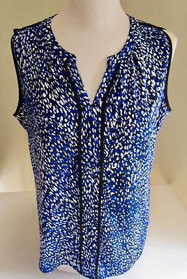 Calvin Klein Blouse - Dalmation Print Smart Casual Sleeveless - UK Ladies Medium • £19.50