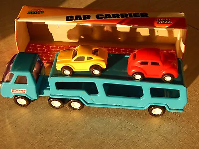 Buddy L Car Carrier With Cars Vintage Metal Truck And Trailor Original Box • $39