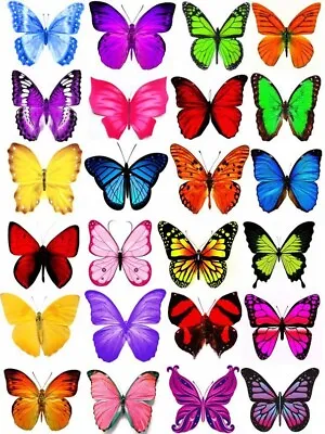 TOP QUALITY BUTTERFLIES Edible Cake Decoration Cupcake Toppers Icing Or Wafer 4 • £4.25