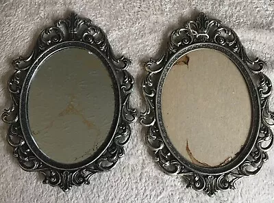 2 Vintage Italian Oval Mirror Ornate Filigree Gold Metal Picture Frames • $14.99