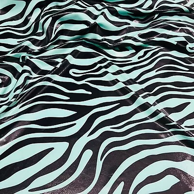 Aqua Zebra Animal Print 4-Way Stretch Fabric 60  Wide Swimsuit Spandex By Yard • $12.99