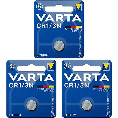 3 X VARTA 1/3N CR1 Lithium Batteries 3V - 2L76 2LR76 CR11108 DL1/3N K58L CR1/3N • £14.49