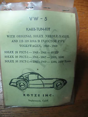  Volkswagon  Beetle 1960 -1969   Solex  Carb  Kit Original  Mib  • $59