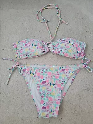 Ladies Ocean Club Floral Halterneck Bikini Size 10 Removable Pads  • £8