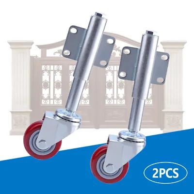 2Pack Metal Gate Wheel Flat With Spring Loaded Swivel Caster 220lbs Heavy Duty • $44.65