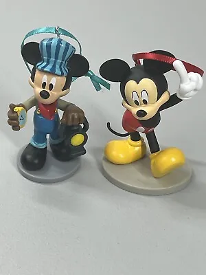 Disney Mickey Mouse & Steam Locomotive Train Engineer Christmas Ornament Set • $8.99