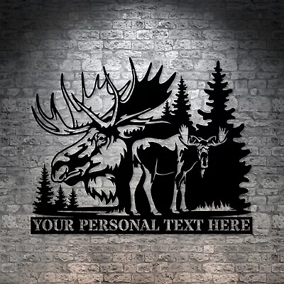 Personalized Moose Forest Name Metal Sign. Custom Wild Animal Wall Decor Gift • $229.95