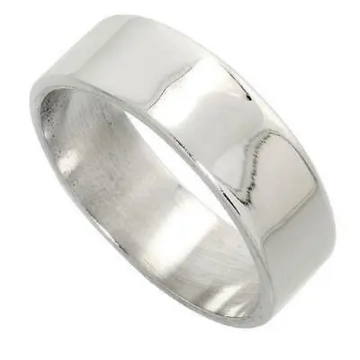 7mm Men & Women Sterling Silver Plain FLAT Wedding Band Thumb Ring  • $26.99