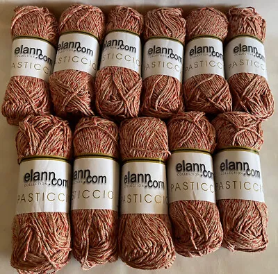 Lot Of 11 Skeins Elann Pasticcio Yarn Mercerized Cotton 02 🍊 Orange Beige Pink • $34.99