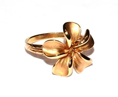 Elegant Hawaiian Na Hoku Solid 14k Yellow Gold Plumeria Flower Ring Size 6.75! • $399.95