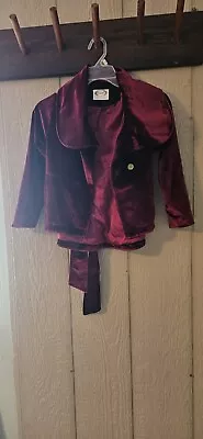 Joyfolie Mia Joy Burgandy Velvet Jacket. Sz 7 Girls Belt Fully Linedmagnetic... • $18.99