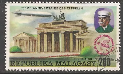 Malagasy Republic #C158 (A152) VF USED - 1976 200fr LZ-127 Over Brandenburg Gate • $1