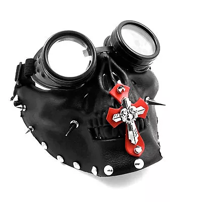 £17.53 • Buy Mens Steampunk Spike Skull Half Face Mask Rivet Cross Cosplay Halloween Props