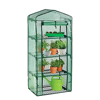 4 Tier Mini Greenhouse Outdoor Garden Plants Grow Green House With PVC Cover • £22.85