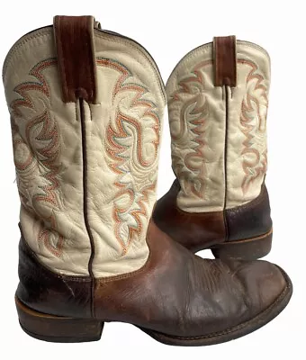 Nocona Lonestar MD2735 Ivory Leather Western Cowboy Work Biker Boots Men's 9.5 D • $48.45