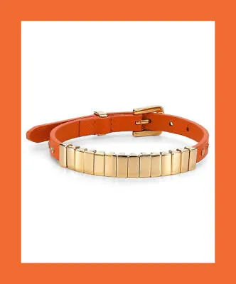 Michael Kors Gold / Orange Darrington Saffiano Leather Bracelet MSRP $95.00 • $49.99